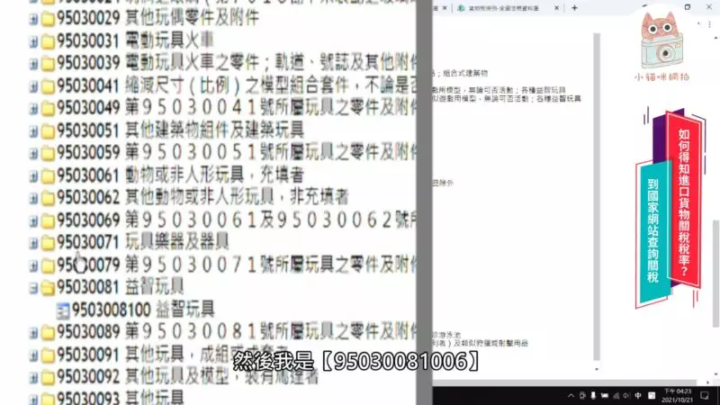 9503008100 益智玩具的稅則