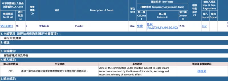 益智玩具的輸入規定